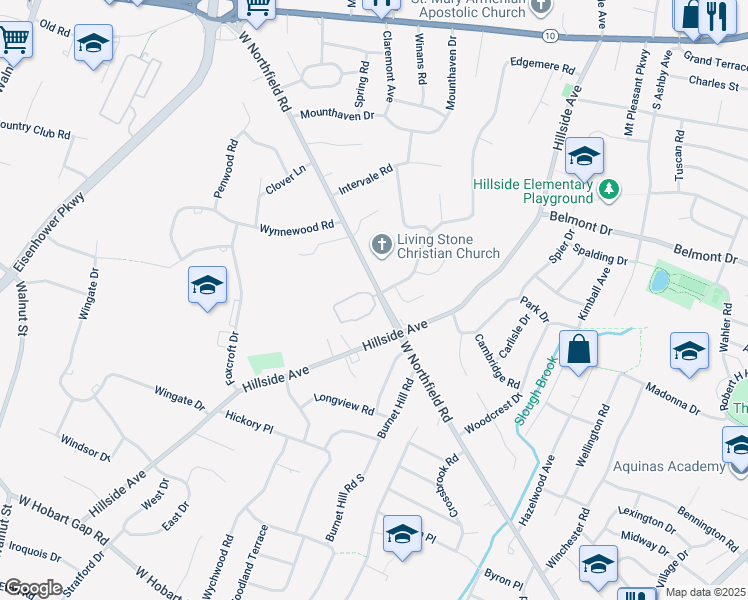 map of restaurants, bars, coffee shops, grocery stores, and more near 247 West Northfield Road in Livingston