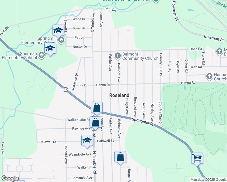map of restaurants, bars, coffee shops, grocery stores, and more near 1000 Fairfax Avenue in Mansfield