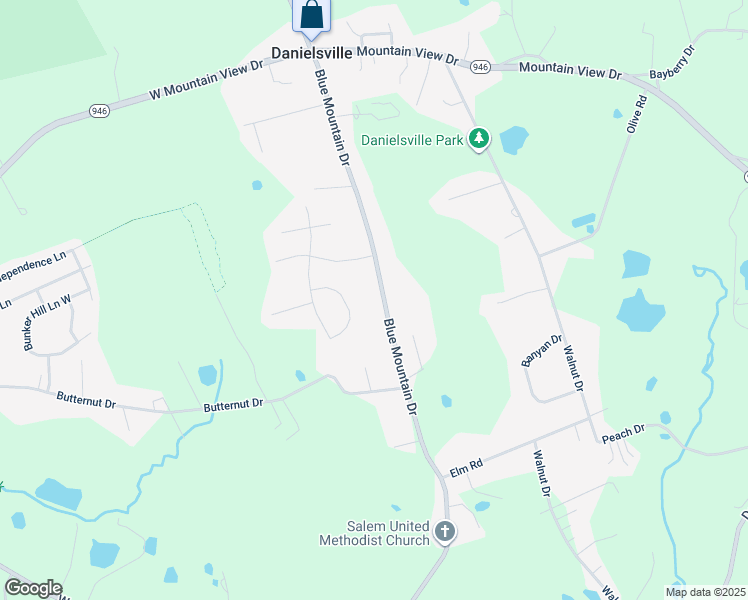 map of restaurants, bars, coffee shops, grocery stores, and more near 1237 Blue Mountain Drive in Danielsville