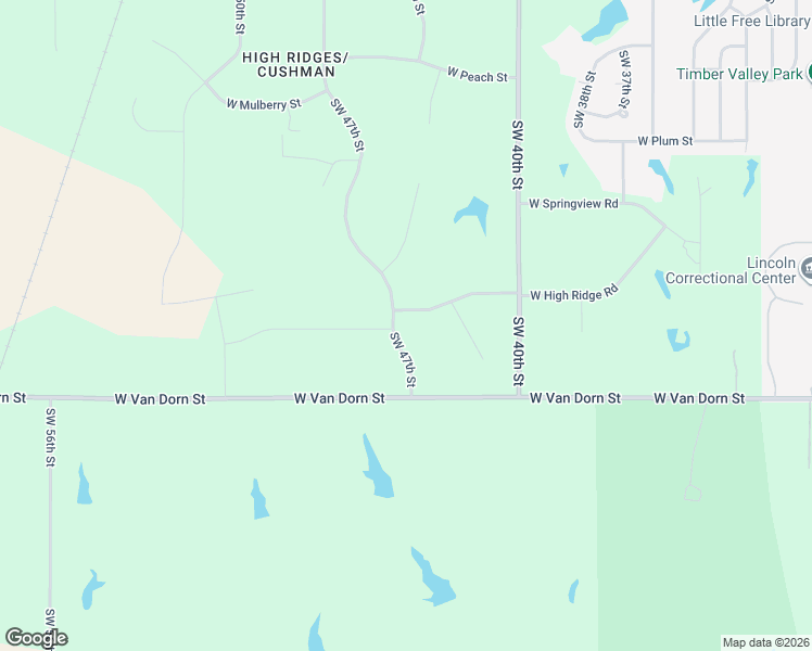 map of restaurants, bars, coffee shops, grocery stores, and more near 2553 Southwest 47th Street in Lincoln