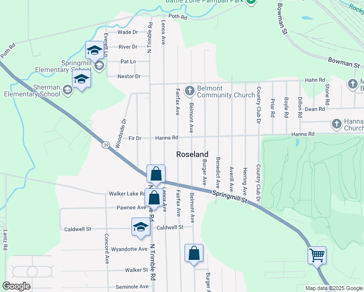 map of restaurants, bars, coffee shops, grocery stores, and more near 1000 Fairfax Avenue in Mansfield
