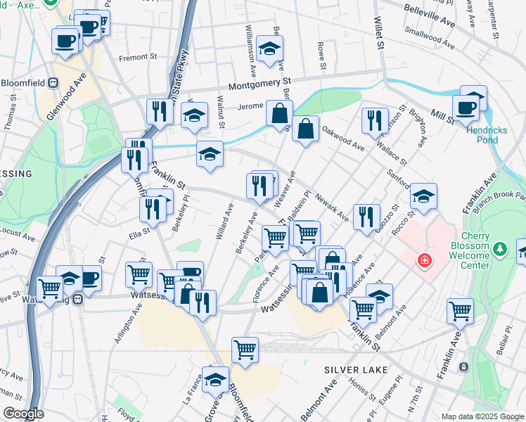 map of restaurants, bars, coffee shops, grocery stores, and more near 130 County Road 509 in Bloomfield