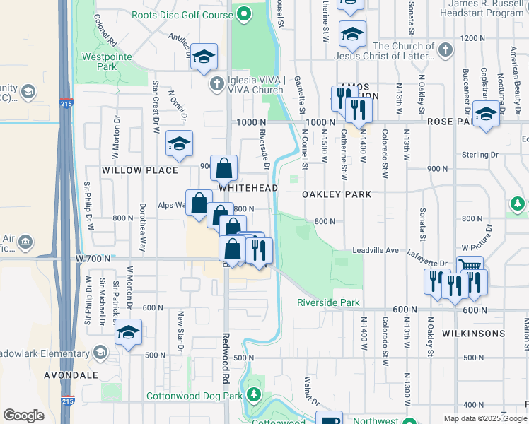 map of restaurants, bars, coffee shops, grocery stores, and more near 1601 W 800 N in Salt Lake City