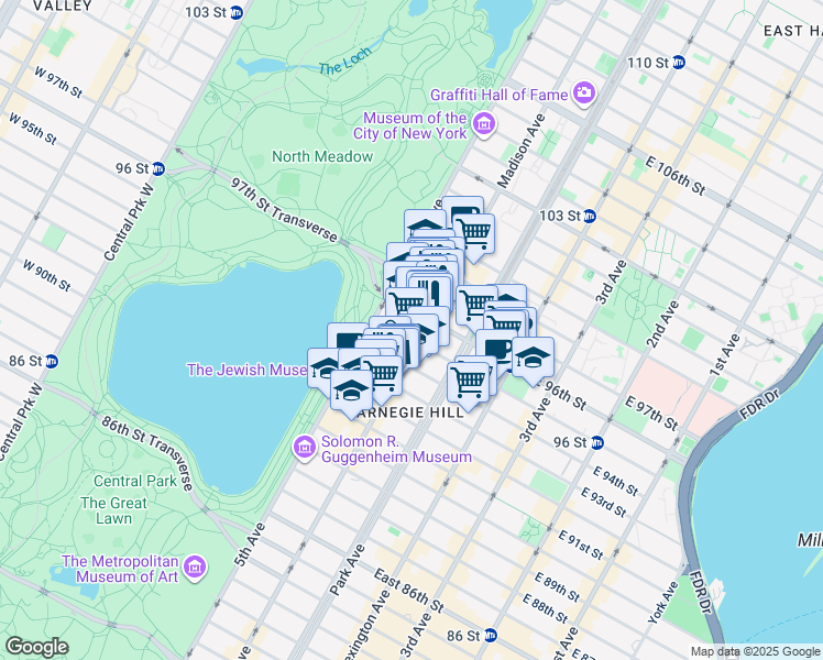 map of restaurants, bars, coffee shops, grocery stores, and more near in New York