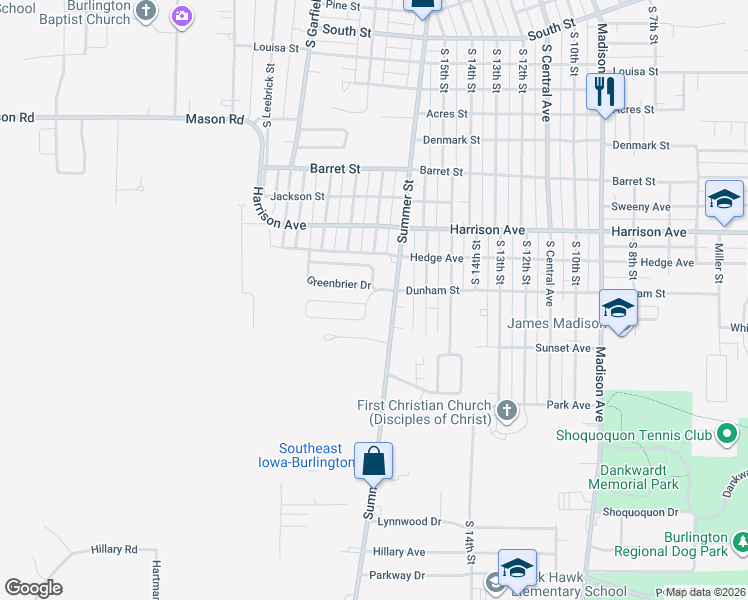 map of restaurants, bars, coffee shops, grocery stores, and more near 105 Windsor Circle in Burlington