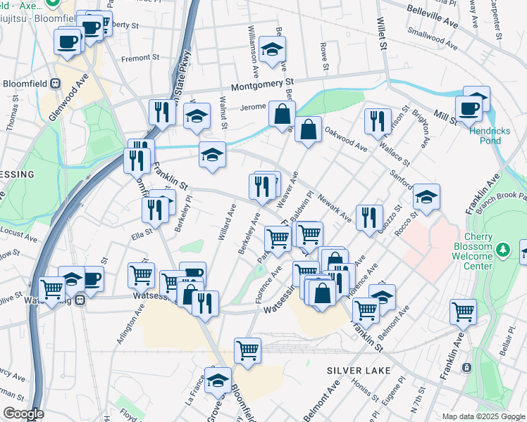 map of restaurants, bars, coffee shops, grocery stores, and more near 130 County Road 509 in Bloomfield
