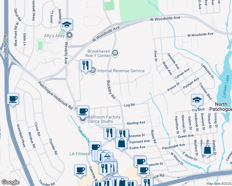 map of restaurants, bars, coffee shops, grocery stores, and more near 6 Glen Hollow Drive in Holtsville