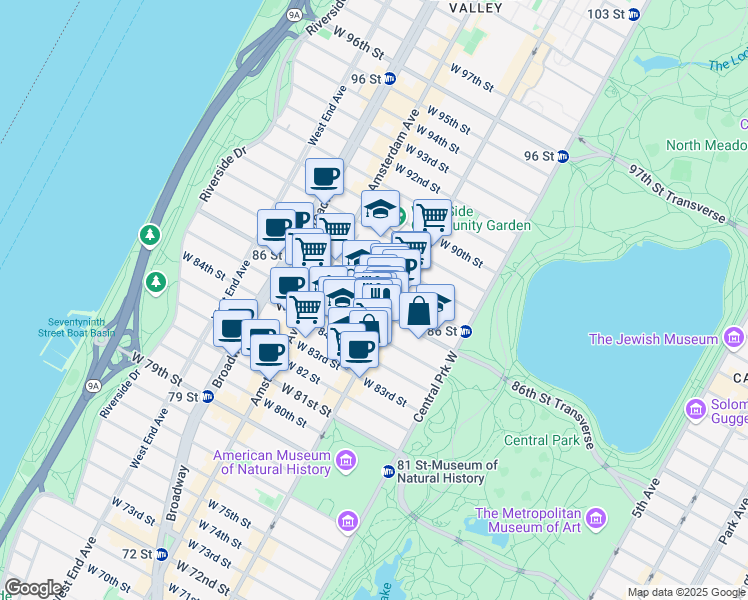 map of restaurants, bars, coffee shops, grocery stores, and more near in New York