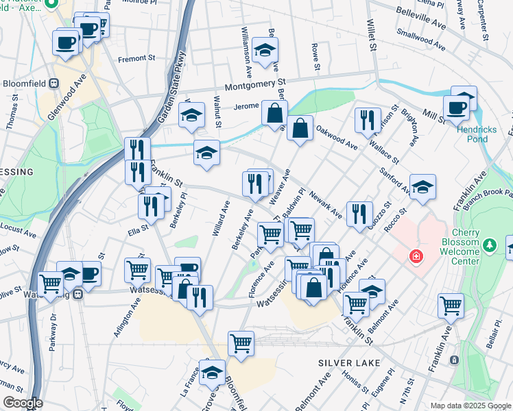 map of restaurants, bars, coffee shops, grocery stores, and more near 130 County Road 509 in Bloomfield
