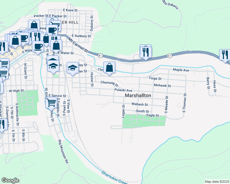 map of restaurants, bars, coffee shops, grocery stores, and more near 1314 Hemlock Street in Marshallton