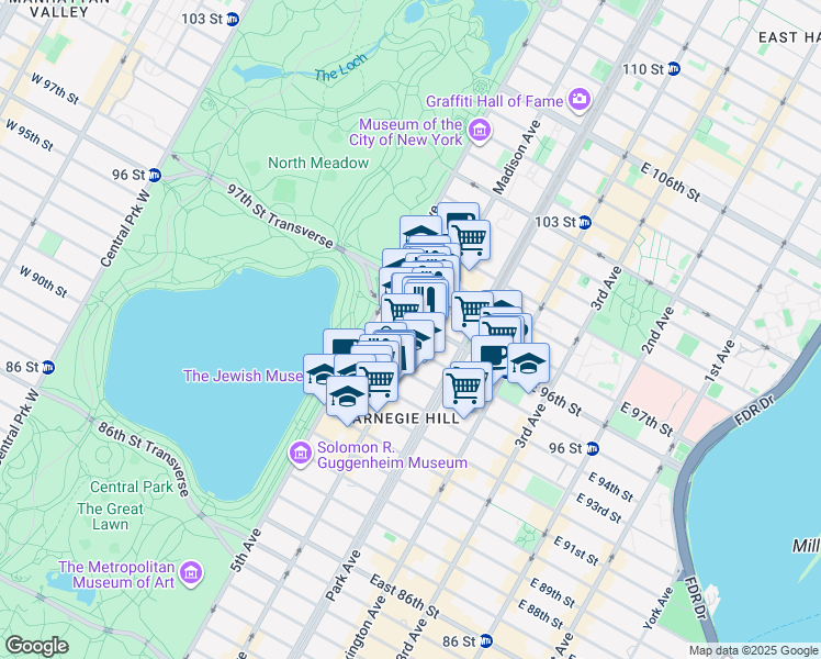 map of restaurants, bars, coffee shops, grocery stores, and more near in New York