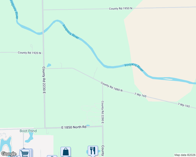 map of restaurants, bars, coffee shops, grocery stores, and more near 2280 East Township Road 165 in Watseka