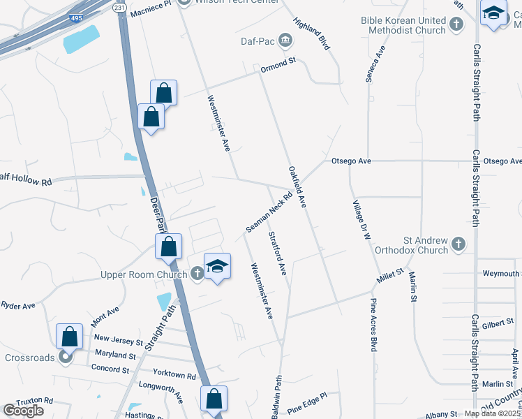 map of restaurants, bars, coffee shops, grocery stores, and more near 146 Seaman Neck Road in Dix Hills