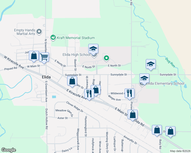 map of restaurants, bars, coffee shops, grocery stores, and more near 113 Henry Street in Lima