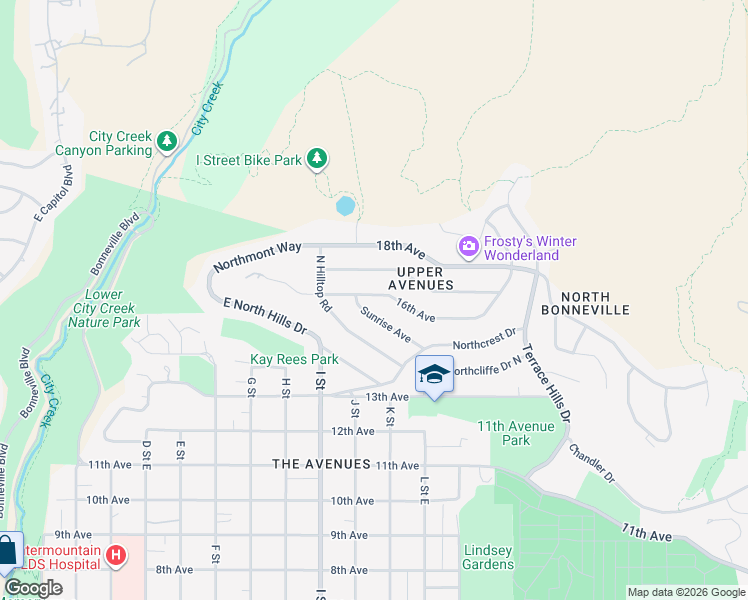 map of restaurants, bars, coffee shops, grocery stores, and more near 674 East 16th Avenue in Salt Lake City