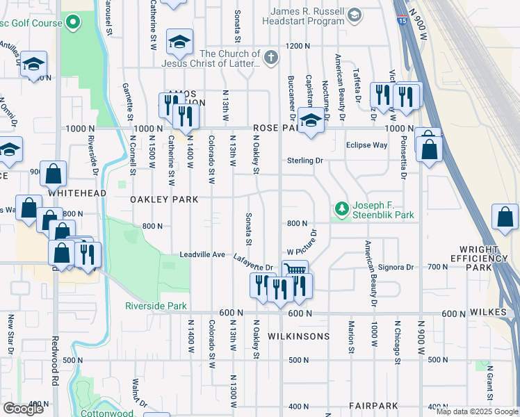 map of restaurants, bars, coffee shops, grocery stores, and more near 817 Oakley Street in Salt Lake City
