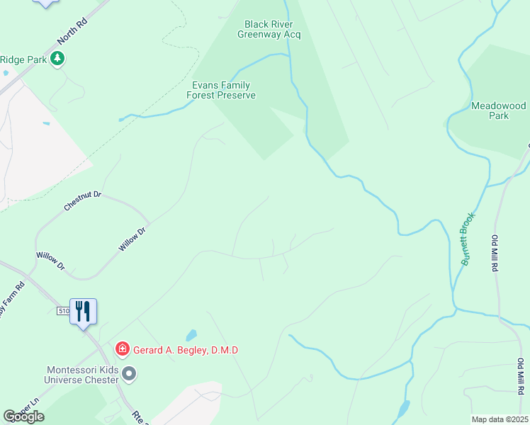 map of restaurants, bars, coffee shops, grocery stores, and more near 6 Erick Court in Chester