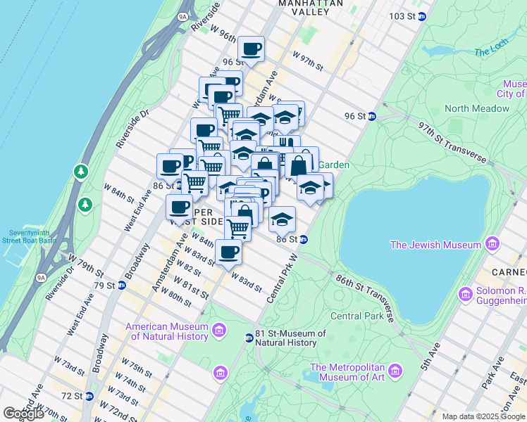map of restaurants, bars, coffee shops, grocery stores, and more near in New York