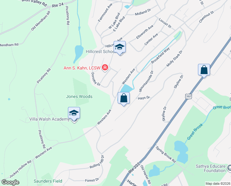 map of restaurants, bars, coffee shops, grocery stores, and more near 44 Dorothy Drive in Morristown