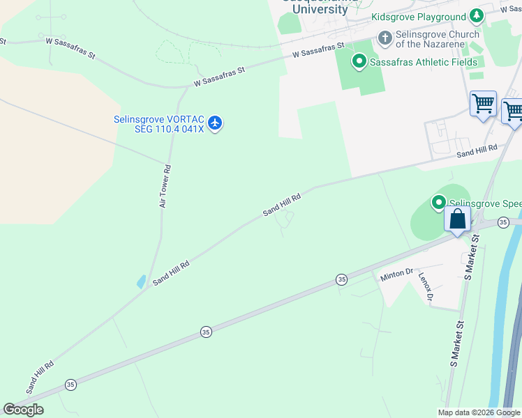 map of restaurants, bars, coffee shops, grocery stores, and more near 762 Sand Hill Road in Selinsgrove
