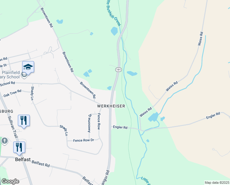 map of restaurants, bars, coffee shops, grocery stores, and more near 856 Bangor Road in Nazareth