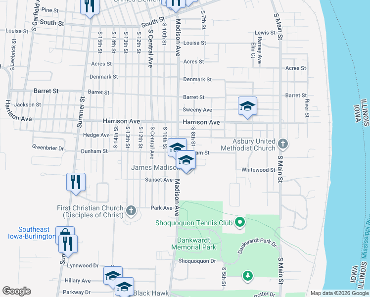 map of restaurants, bars, coffee shops, grocery stores, and more near 825 Hedge Ave in Burlington