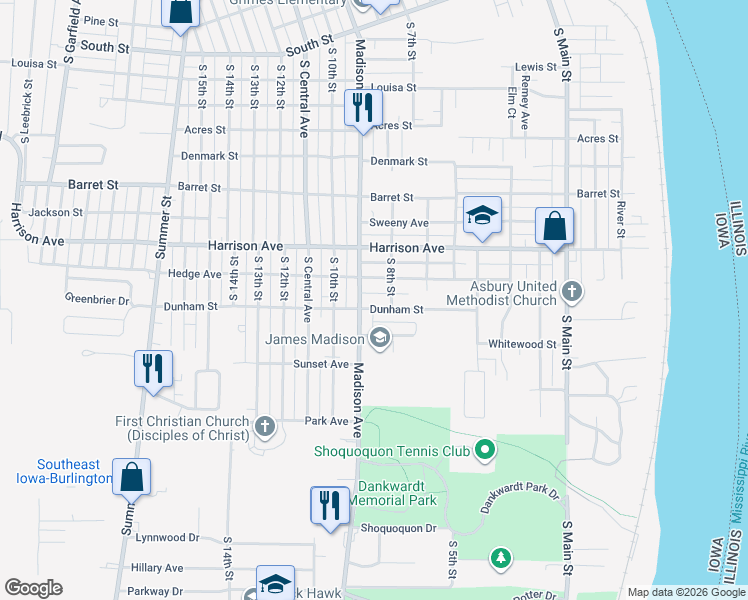 map of restaurants, bars, coffee shops, grocery stores, and more near 825 Hedge Ave in Burlington