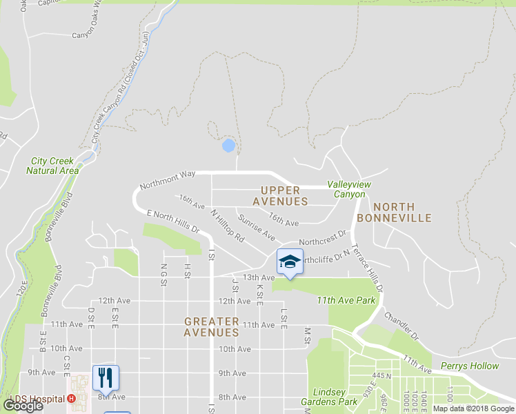 map of restaurants, bars, coffee shops, grocery stores, and more near 690 East 16th Avenue in Salt Lake City