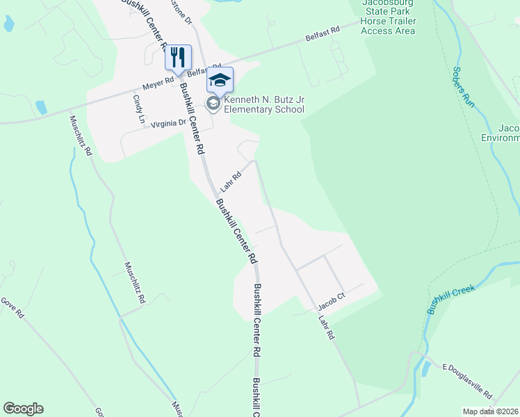 map of restaurants, bars, coffee shops, grocery stores, and more near 867 Lahr Road in Nazareth