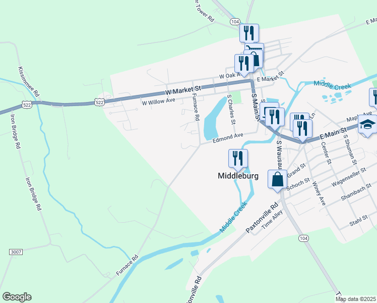 map of restaurants, bars, coffee shops, grocery stores, and more near 132 Furnace Road in Middleburg