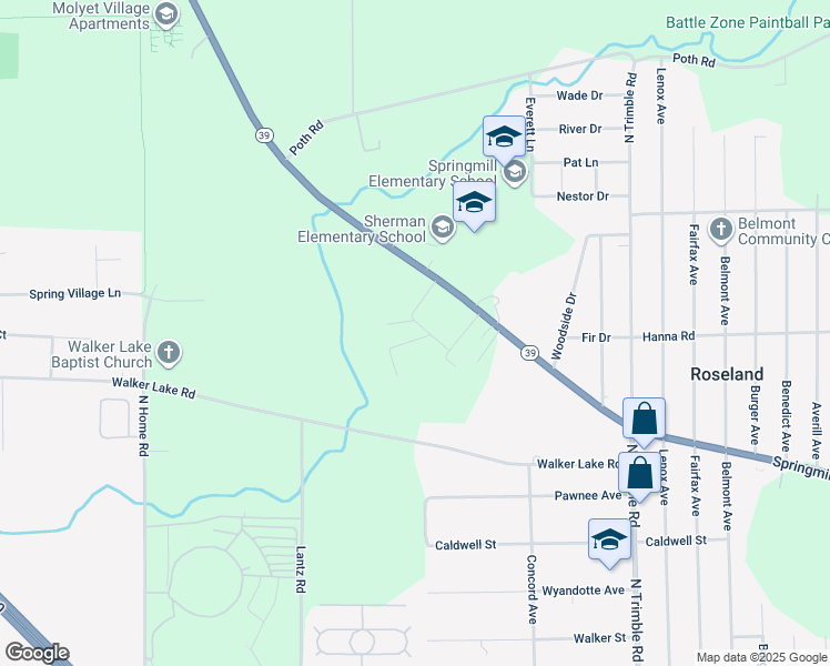 map of restaurants, bars, coffee shops, grocery stores, and more near 1049 Springmill Street in Mansfield