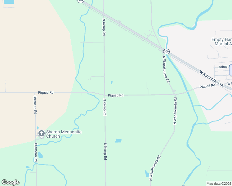 map of restaurants, bars, coffee shops, grocery stores, and more near 6226 Piquad Road in Elida