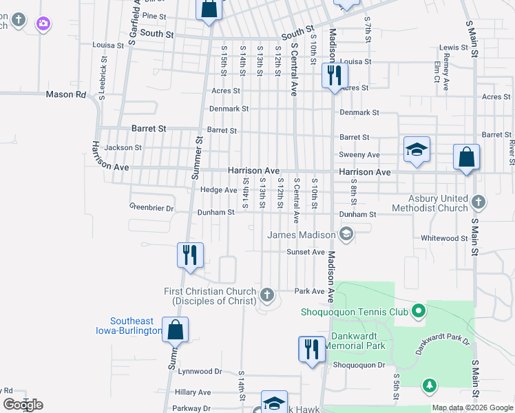 map of restaurants, bars, coffee shops, grocery stores, and more near 1221 Hedge Avenue in Burlington