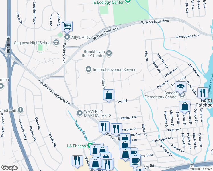 map of restaurants, bars, coffee shops, grocery stores, and more near 6 Glen Hollow Drive in Holtsville