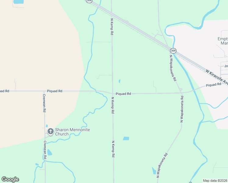 map of restaurants, bars, coffee shops, grocery stores, and more near 3550 North Kemp Road in Elida