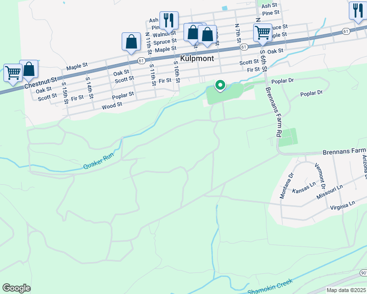 map of restaurants, bars, coffee shops, grocery stores, and more near in Kulpmont