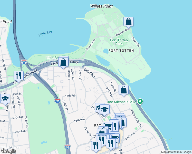 map of restaurants, bars, coffee shops, grocery stores, and more near in Queens