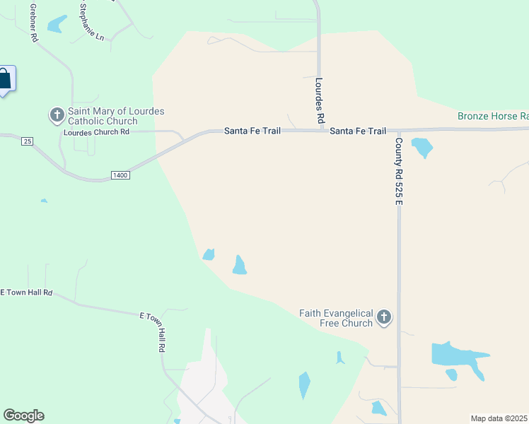 map of restaurants, bars, coffee shops, grocery stores, and more near County Road 1400 North in Metamora