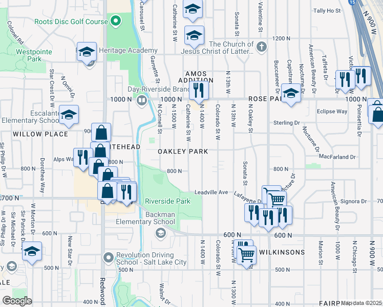 map of restaurants, bars, coffee shops, grocery stores, and more near 1429 North Talisman Drive in Salt Lake City