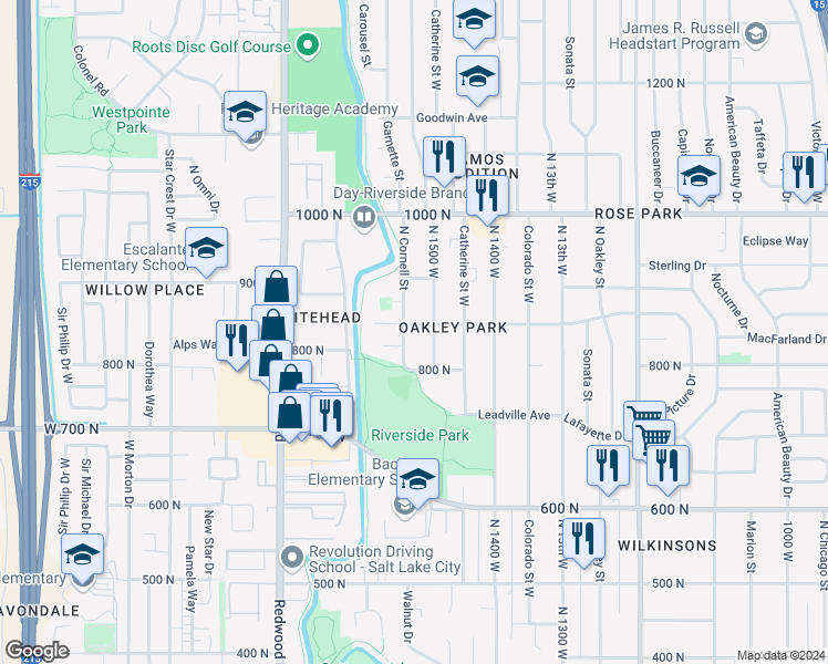 map of restaurants, bars, coffee shops, grocery stores, and more near 1532 Talisman Drive in Salt Lake City