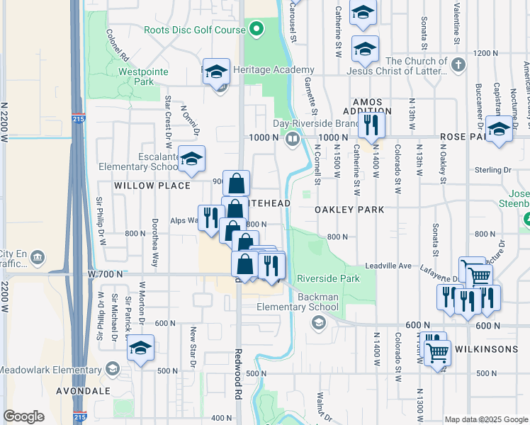 map of restaurants, bars, coffee shops, grocery stores, and more near 1620 Talisman Circle North in Salt Lake City