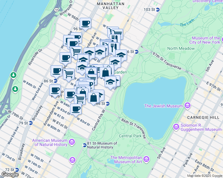 map of restaurants, bars, coffee shops, grocery stores, and more near in New York