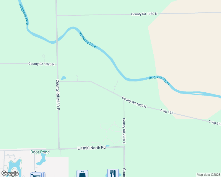 map of restaurants, bars, coffee shops, grocery stores, and more near 1885 North 2270 East Road in Watseka