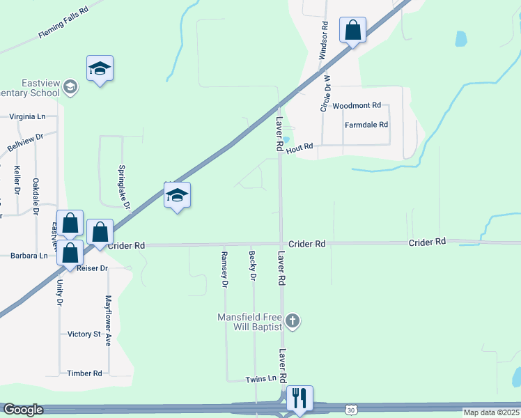 map of restaurants, bars, coffee shops, grocery stores, and more near 1784 Richard Court in Mansfield