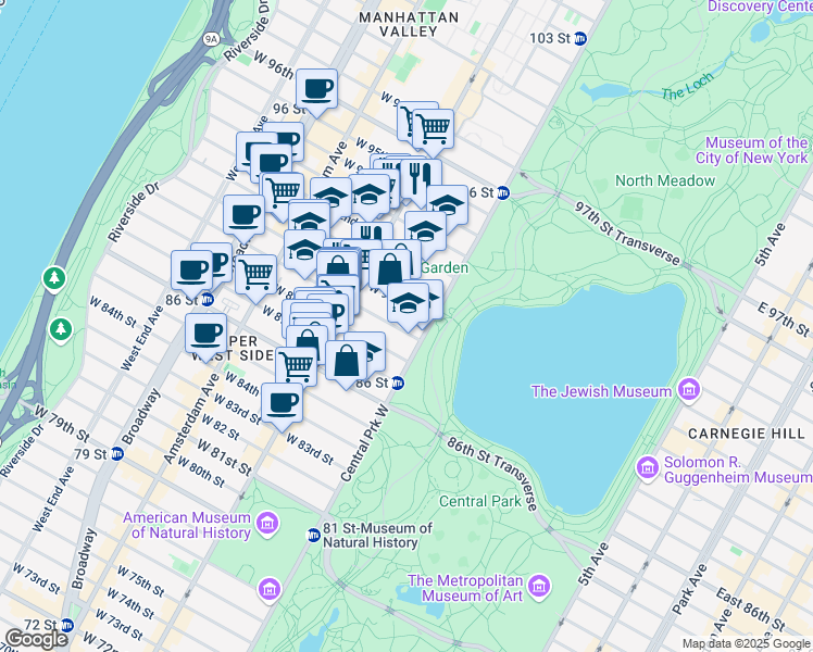 map of restaurants, bars, coffee shops, grocery stores, and more near in New York