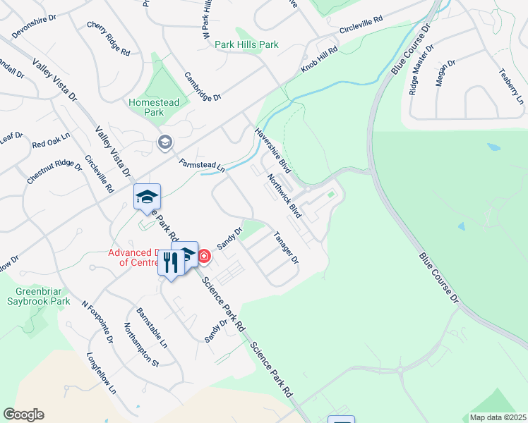 map of restaurants, bars, coffee shops, grocery stores, and more near 138 Candleford Heights in State College