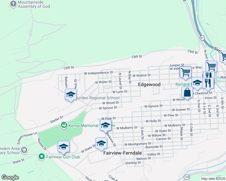 map of restaurants, bars, coffee shops, grocery stores, and more near 7 Oak Gardens in Edgewood