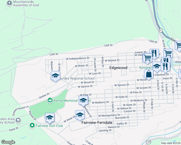 map of restaurants, bars, coffee shops, grocery stores, and more near 7 Oak Gardens in Edgewood