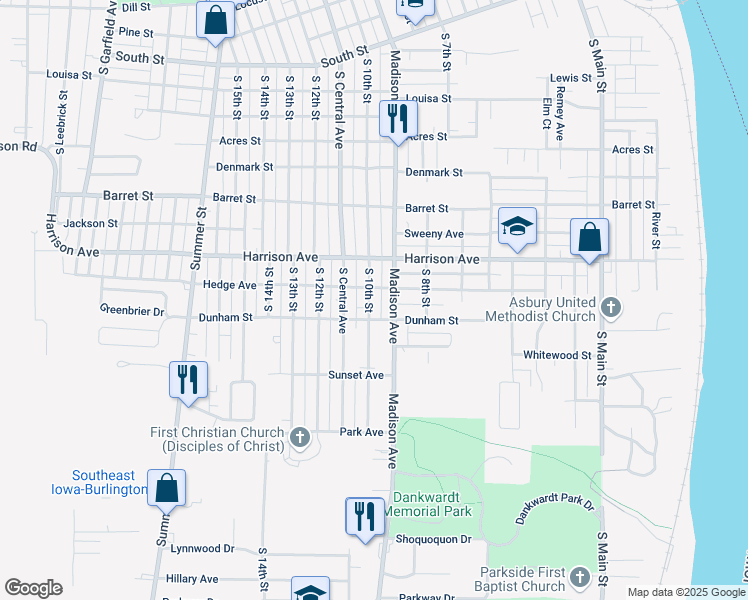 map of restaurants, bars, coffee shops, grocery stores, and more near 2000-2002 South 10th Street in Burlington