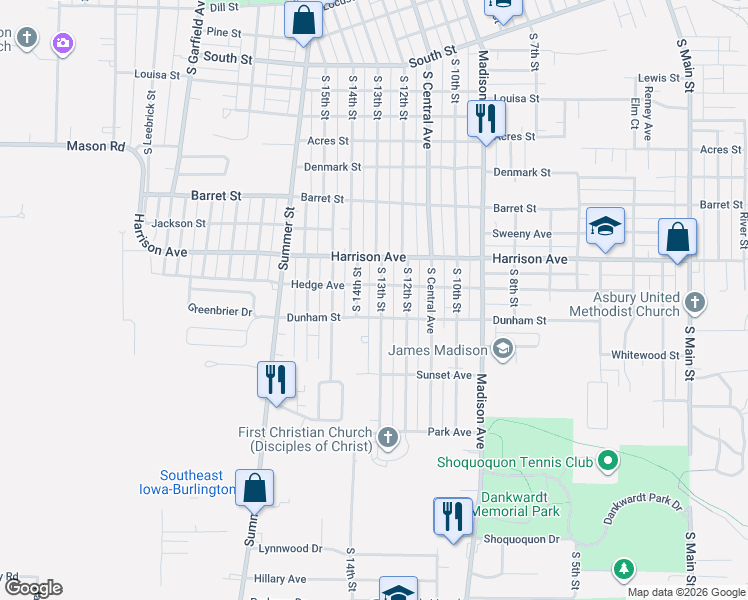 map of restaurants, bars, coffee shops, grocery stores, and more near 1221 Hedge Avenue in Burlington
